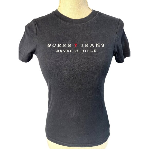 Guess Jeans Beverly Hills Black T-Shirt M/L - Picture 1 of 8